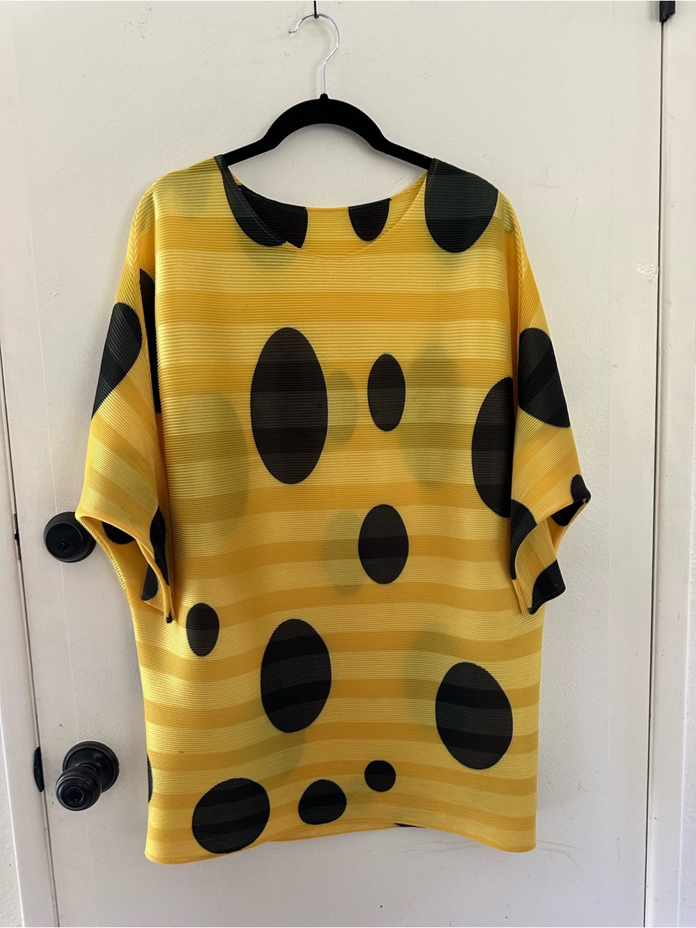 Avant Garde Micro Pleated Polka Dot Batwing Tunic
